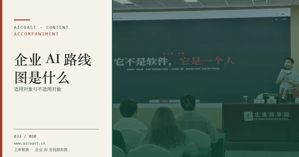 文章封面：企业 AI 路线图是什么：适用对象与不适用对象（陪跑、转型与能力转移类目）