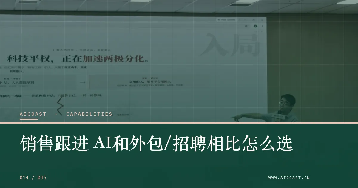 文章封面：销售跟进 AI和外包/招聘相比怎么选（能力、岗位与硅基员工类目）
