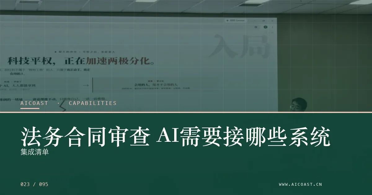 文章封面：法务合同审查 AI需要接哪些系统：集成清单（能力、岗位与硅基员工类目）