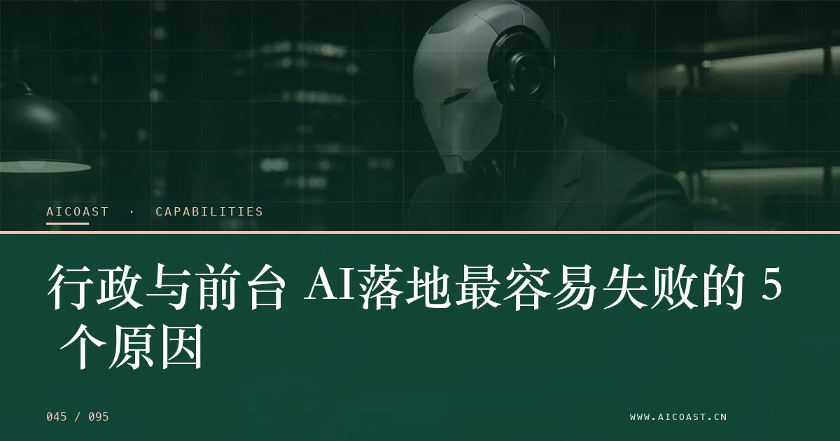 文章封面：行政与前台 AI落地最容易失败的 5 个原因（能力、岗位与硅基员工类目）