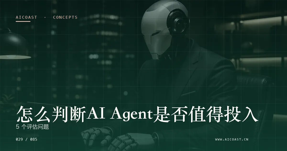 文章封面：怎么判断AI Agent是否值得投入：5 个评估问题（AI 基础与概念类目）