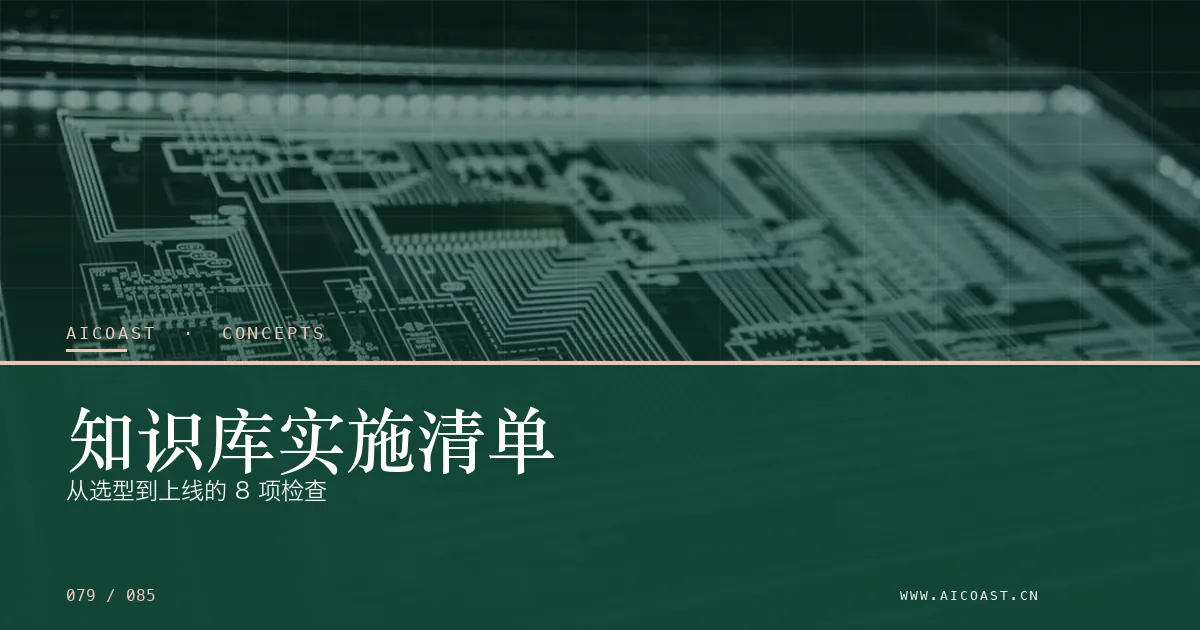 文章封面：知识库实施清单：从选型到上线的 8 项检查（AI 基础与概念类目）