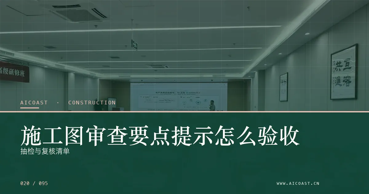 文章封面：施工图审查要点提示怎么验收：抽检与复核清单（建筑行业 AI类目）