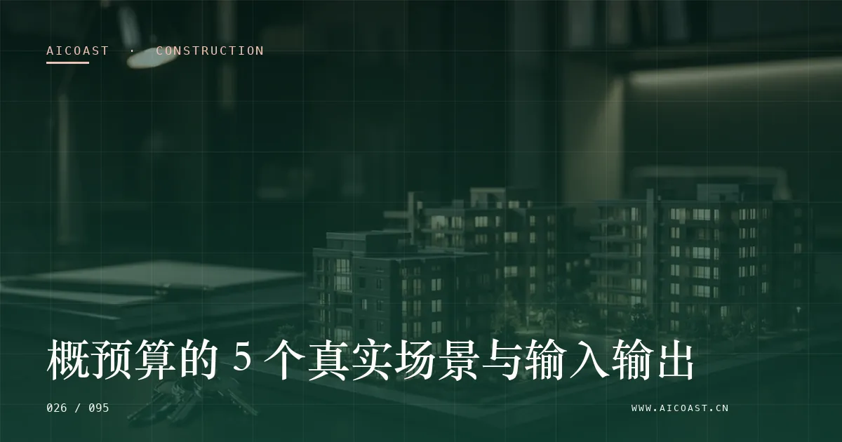 文章封面：概预算的 5 个真实场景与输入输出（建筑行业 AI类目）