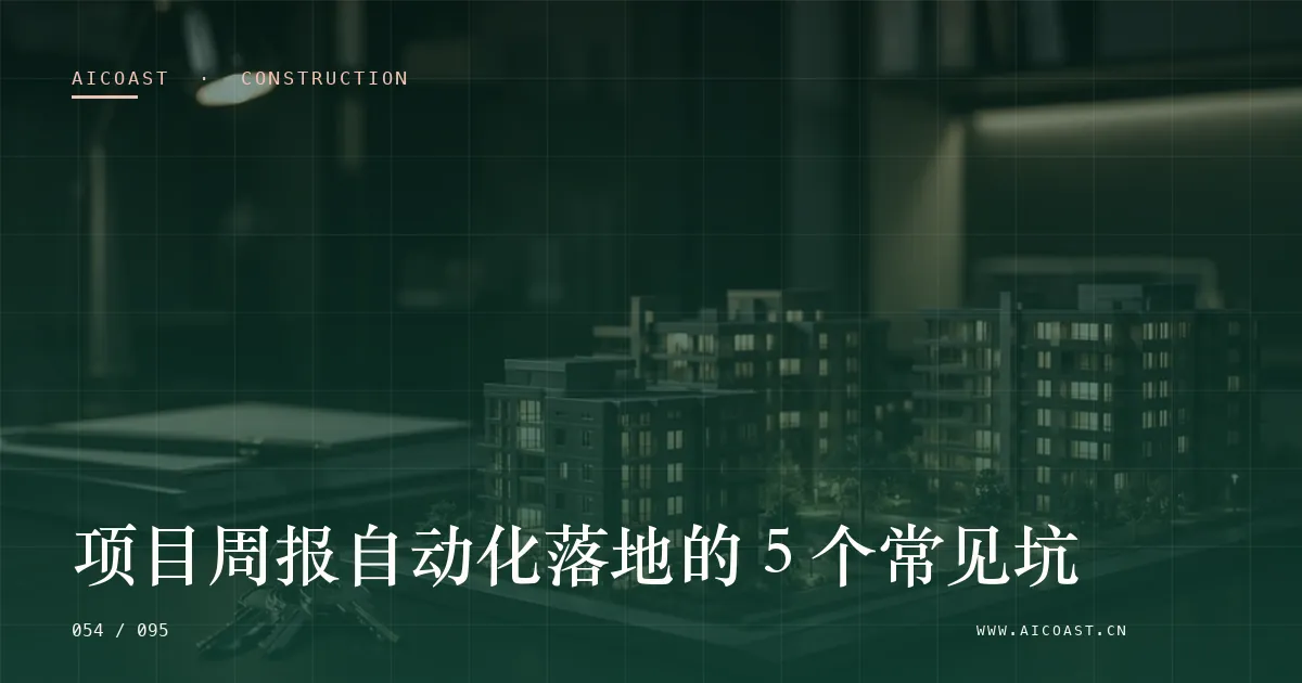 文章封面：项目周报自动化落地的 5 个常见坑（建筑行业 AI类目）