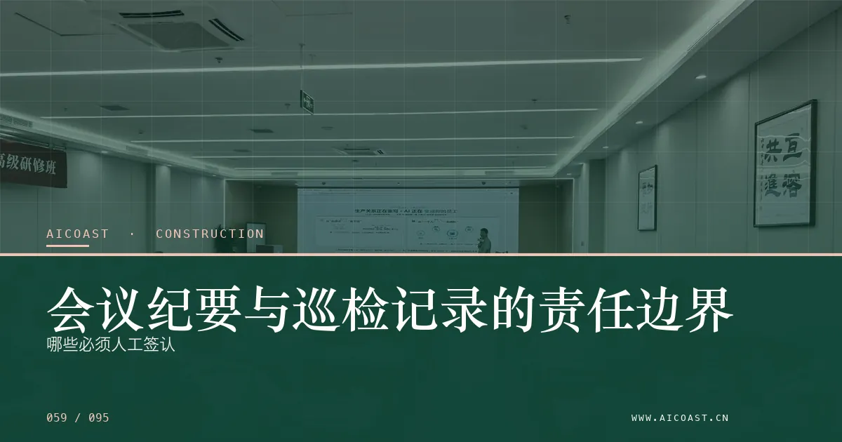 文章封面：会议纪要与巡检记录的责任边界：哪些必须人工签认（建筑行业 AI类目）