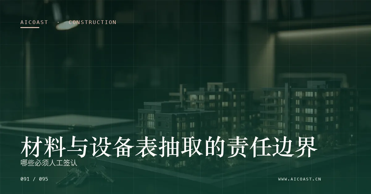 文章封面:材料与设备表抽取的责任边界:哪些必须人工签认(建筑行业 AI类目)