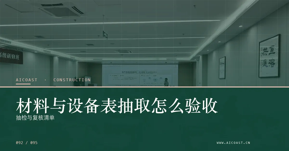 文章封面：材料与设备表抽取怎么验收：抽检与复核清单（建筑行业 AI类目）