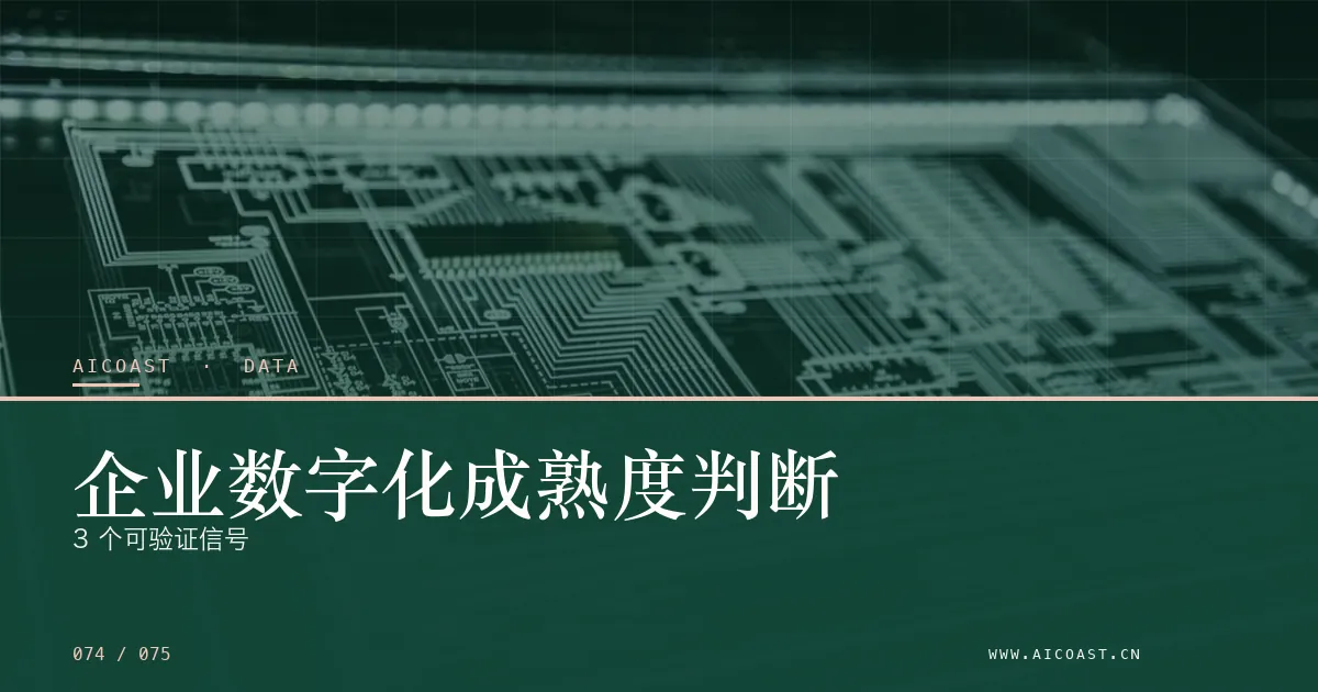 文章封面：企业数字化成熟度判断：3 个可验证信号（数据、趋势与行业观察类目）