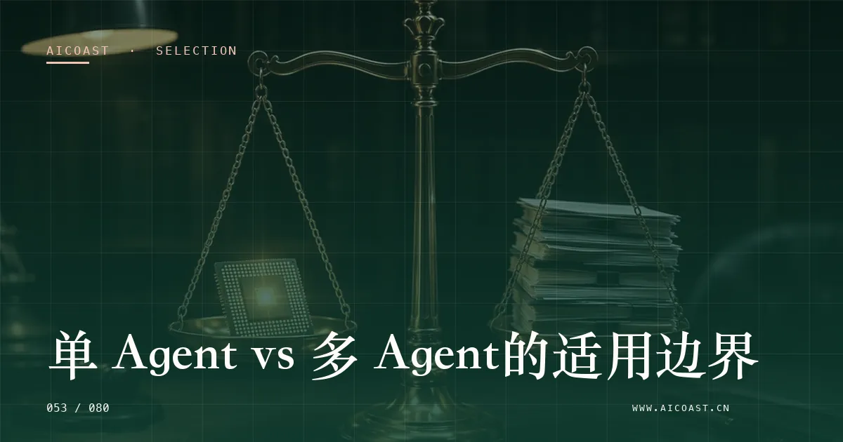 文章封面：单 Agent vs 多 Agent的适用边界（选型与对比类目）