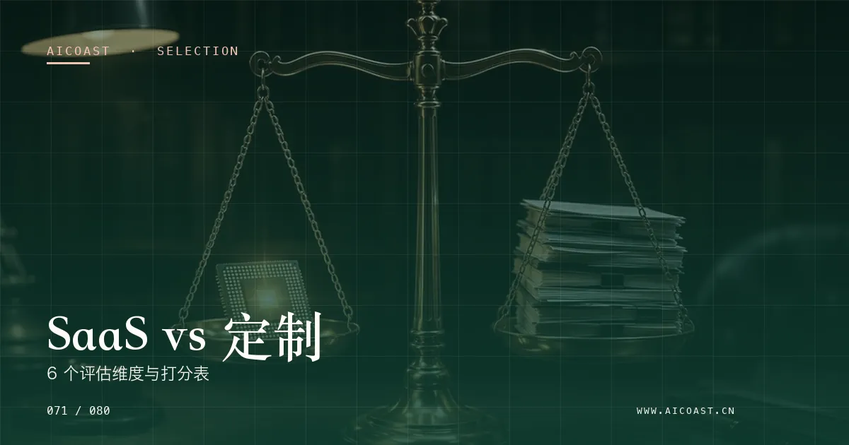 文章封面：SaaS vs 定制：6 个评估维度与打分表（选型与对比类目）