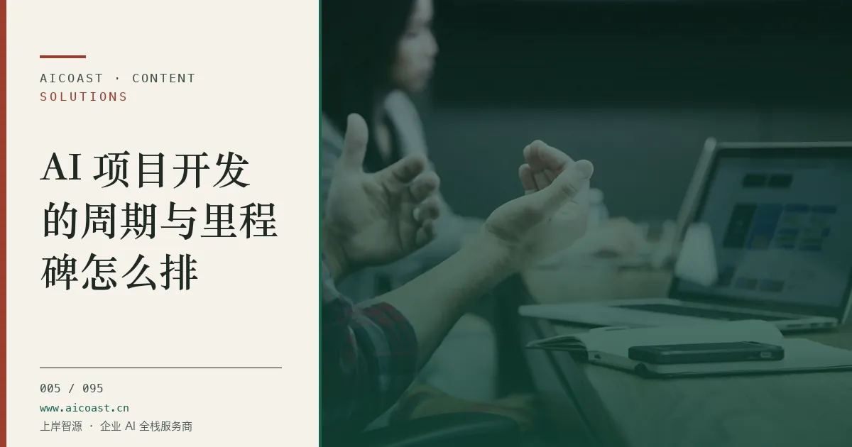文章封面：AI 项目开发的周期与里程碑怎么排（解决方案与项目开发类目）